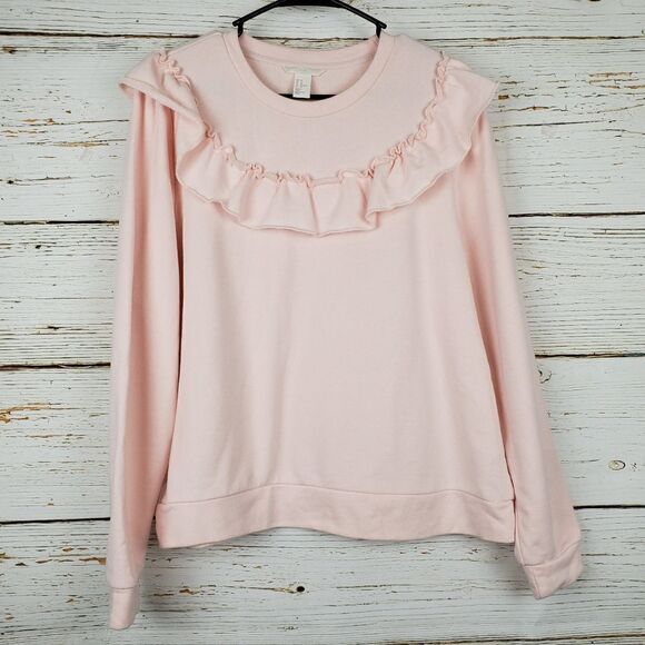 H&M Tops - H&M Pink Ruffle Sweatshirt